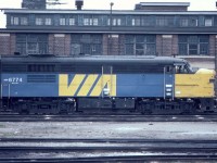 Via Rail MLW FPA-4 #6774 is seen at the diesel terminal near Toronto Union Station in July of 1982. These units seemed to run forever, until they were gone!
