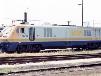 Via MLW LRC 6916 is seen awaiting assignment in the coach yards west of Toronto Union Station in August of 1983.