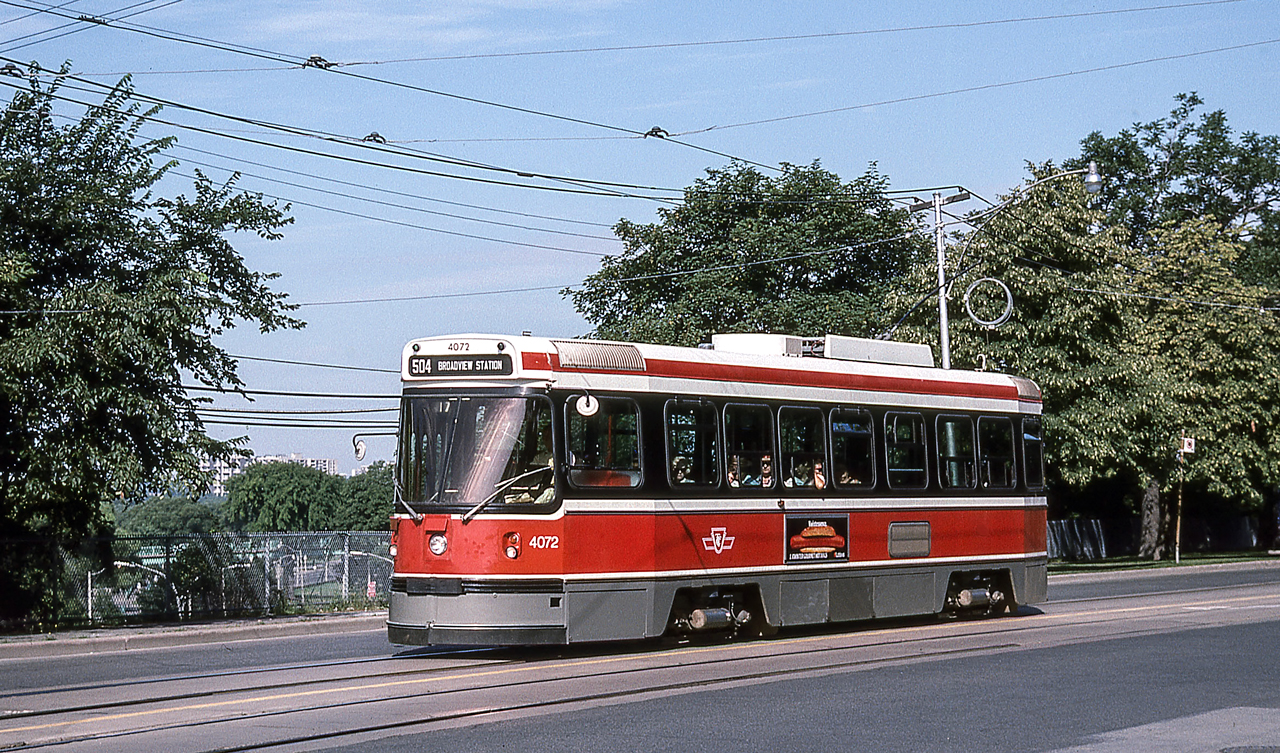 TTC 4072 is in Toronto in the later 1980's.