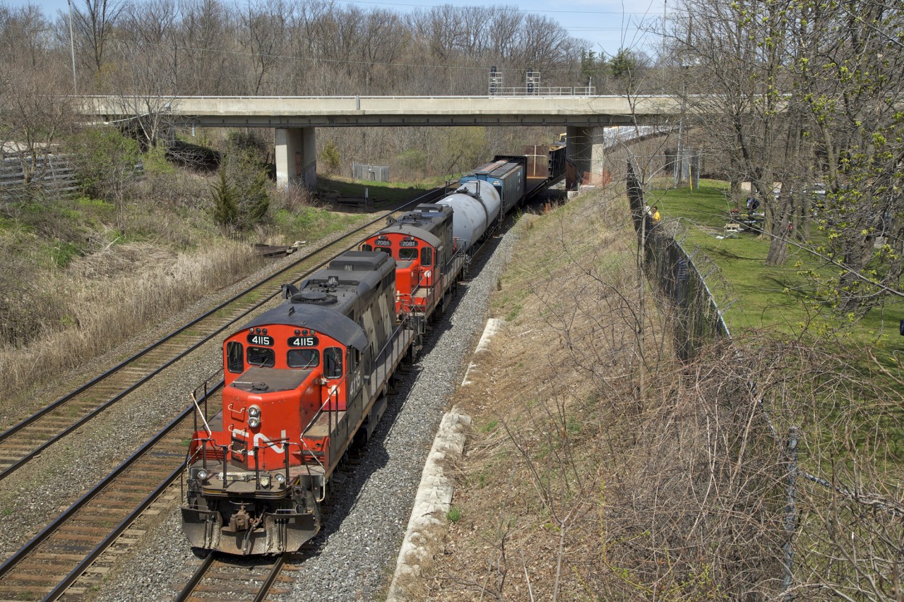2014: CN local at Bayview JCT, not sure which train. Local from Aldershot to Stuart Street yard.