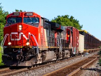 Westbound manifest freight over the Wayside Detection Systems (Hot Bearing, Hot Wheel and Dragging Equipment), (Acoustic Bearing Detector) at Mile 46.1 Halton Sub..


