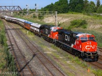 CN Office Car Special P00731 20 with CN 3309 and 3412 for power, deadheading to Oshawa yard this morning in preparation of the Niagara wine tasting excursion later. (2026/07/20)