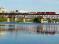 CP 529 traverses the iconic Galt trestle over the Grand river with SD70ACu CP 7049 and ES44AC CP 8721 in the lead. CP 7049 was in the shops for repairs late last year, and while it was getting fixed, it was cleaned up. Once it was released, it was looking nearly brand new! Long live beaver II!