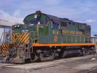 Sitting outside the Pacific Great Eastern diesel shop at North Vancouver is MLW RS18 614, built in 1964.

<br><br><a href=https://www.railpictures.ca/?attachment_id=59009>Broadside</a>

<br><br><i>Scan and editing by Jacob Patterson.</i>