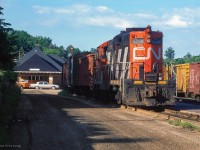 CN 4536 waits for the crew to climb aboard on a summer morning.  Shortly they will <a href=https://www.railpictures.ca/?attachment_id=56686>head to the south end of the yard.</a>

<br><br><i>Scan and editing by Jacob Patterson.</i>