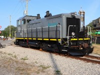 With "South River Slim" providing background music, GIO Railways LDSX 1506 is spotted for display in front of the former Port Colborne CNR station between Princess St. and King St.. GIO Railways is a major sponsor of Canal Days Marine Heritage Festival, July 31 to August 3, 2026 in Port Colborne, Ontario. LDSX 7226 is spotted just to the north of the crossing.