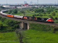 CN P00731 17 with CN 3309 and 2996 for power, cosplaying GO train for a day made tours at Oshawa and Niagara Falls with a crew change stop at new SHIT yard. (2026/07/17)