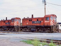 While waiting for the short lived tourist train to depart, myself and a railfan fried snuck down to the shop to find a trio of out of service RS23’s and this pair on the shop track. It was such an interesting operation that I regret never making a return trip to see again. I alway had a thing for CP’s RS23’s especially after catching them working countless times on the Ontario Southland. On the Windsor & Hauntsport only one unit received corporate paint while the rest retained patched CP paint. One even had a multi-mark. Sadly in the end all met the scrappers torch with their prime movers sold to a navel company.