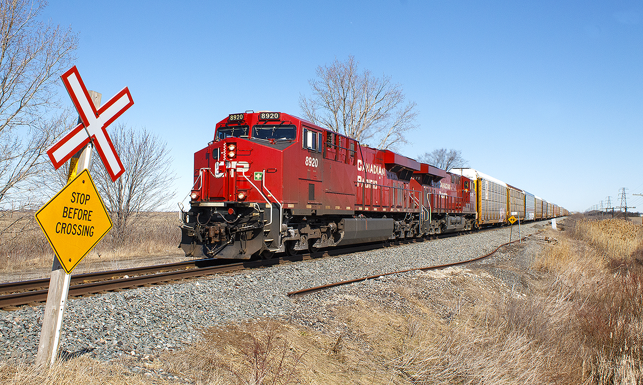 Luck of the Irish was with me this 2018 day, none other than St. Patrick's Day! The sun was shining with clear, blue skies. Unknown train number, but I assume 235 from all the auto racks.