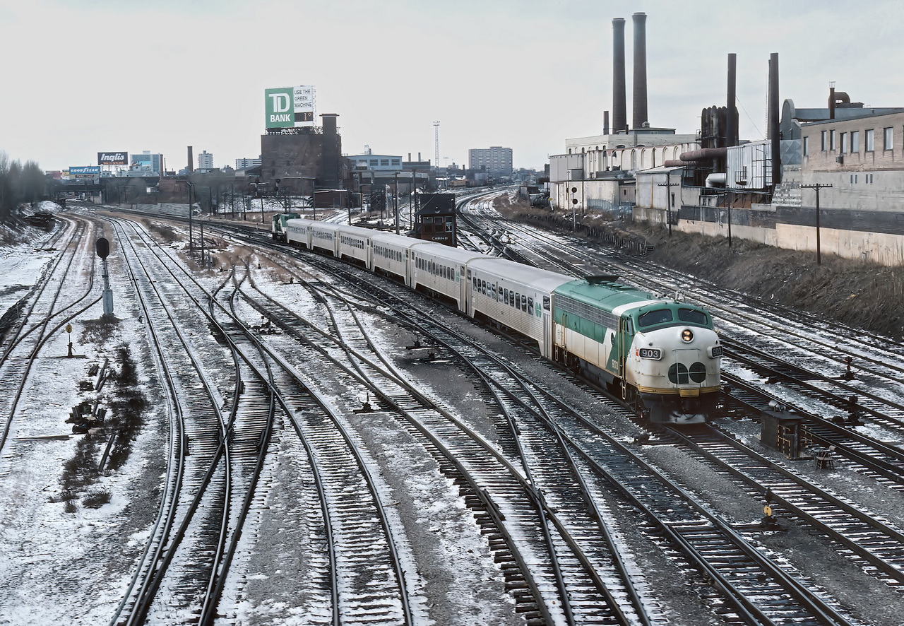 Arriving Toronto passing Cabin D and just to the right of the engine is the switch tenders cabin.