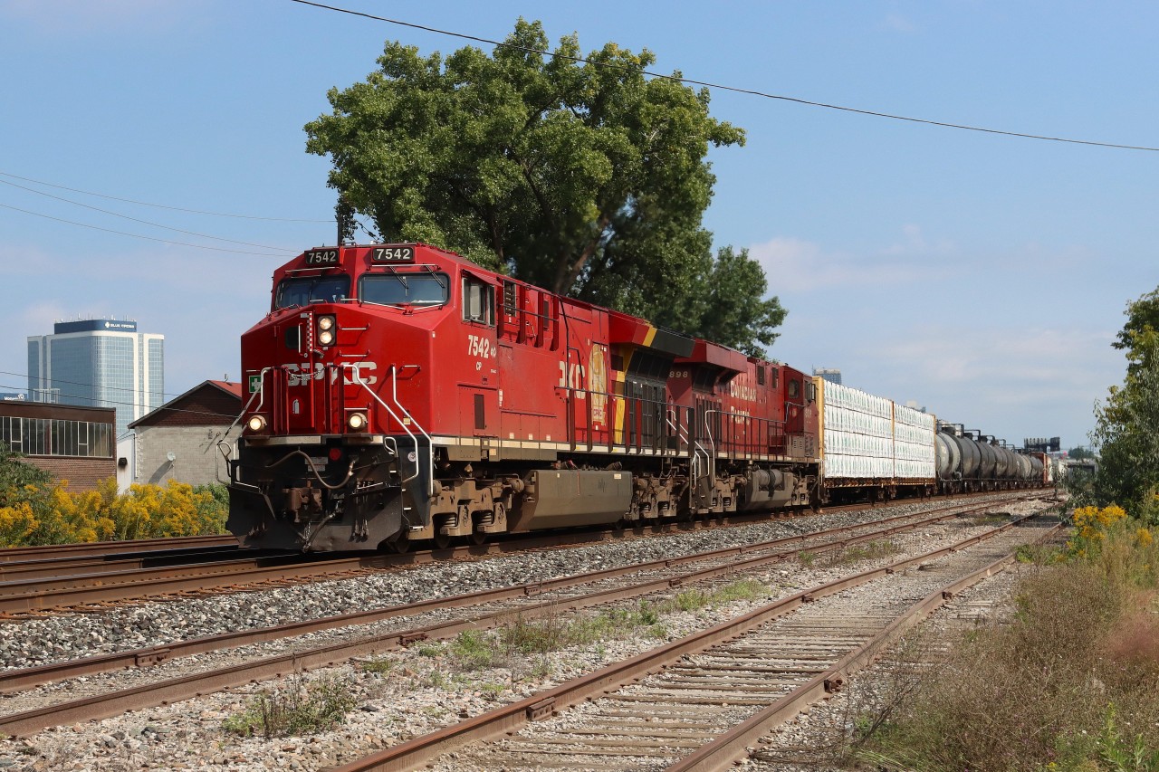 CP 236 coming to a stop at Dixie, waiting on a Foreman to clear before getting a permissive signal to proceed west to Guelph Jct. East, then southward on the Hamilton Sub..