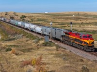 KCS 5002 east splits the signals at Tompkins, SK with CPKC 318-598