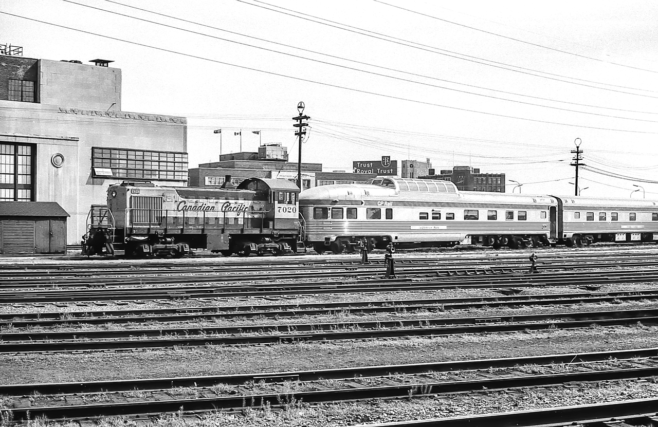 It is June 1972 in Toronto where CP 7020 is at work. The observation is CP Laurentian Park.