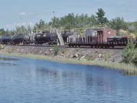 <br>
<br>
Ever wonder how CP Rail  moved diesel fuel into the Sudbury area and beyond ?
<br>
<br>
Mile 65.0 Parry Sound subdivision, TT instruction 4.3 “Movements on fuel facility spur Britt, must not exceed 10 MPH”
<br>
<br>
At Britt, a rail accessible Georgian Bay deep water port, August 4 1985 Kodachrome by S.Danko 
<br>
<br>