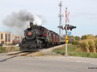 WCR 9 is operating this Thanksgiving weekend, running trains daily between Oct. 10 and Thanksgiving Monday (Oct. 12). Here it is pictured on one of its southbound trips from Elmira approaching the Farmer's Market station. It was a beehive of activity in/around the Farmer's Market, with this train definitely drawing out more crowds. 