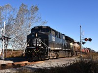  A beautiful morning and a nice surprise.  Just because it was bright and sunny I decided to head down to Caledonia to see 'what was happening'. Geez.  Along comes the daily Sarnia to Garnet #502 with CN 3008 (IC Heritage) leading 2757, making for a nice change from the usual CNs.
 With fellow photographer Glenn Cherry, I headed over to 4th Line on his advice (thanks, Glenn!) and this turned out to be a decent shot. The good thing about this track is the 10 MPH speed doesn't require much of a 'chase'.