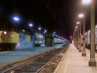 The Cavalier under Toronto Union Station is getting ready for departure to Montreal on its overnight run.
I had a roomette and sleeping car passengers could board a couple of hours before departure. The lounge car was also open for service. 


