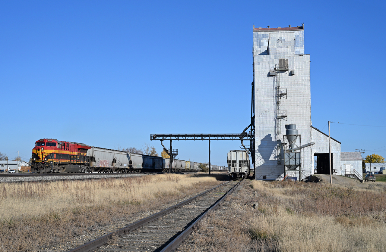 It's a perfect October afternoon in Herbert Saskatchewan, and grain train season is in full swing.  KCS 5019 is a nice change from the usual junk.