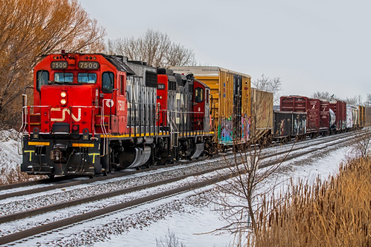 Making their way back into CN's Symington yard after doing some switching in the Fort Rouge Yard