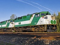 GO F59PH #527 along with sister 560 rest at Burlington, before leading a CNE weekend-sized Lakeshore line train back east towards Toronto and Oshawa. The 527 had already been overhauled, and the 560 was soon to enter the shops for a mid-life rebuild as well. At the time, Burlington was the farthest west terminus for regular train service (aside from a handful of weekday-only rush hour trains to Aldershot and Hamilton GO Centre), and the then-track 1 was still on the north side of the platform. Today, everything has been realigned, and this photo would no longer be possible.