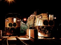 A pair of GO F59PHs are seen on an early December morning, getting prepared for their morning trips down the Newmarket Sub to Toronto Union Station.