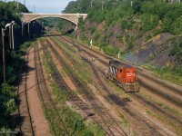 MLW RSC-14 1776 runs down towards the throat of Halifax yard during switching moves.

<br><br><a href=https://www.railpictures.ca/?attachment_id=56893>Halifax morning</a>
<br><a href=https://www.railpictures.ca/?attachment_id=59800>Switching the yard</a>

<br><br><i>Scan and editing by Jacob Patterson.</i>