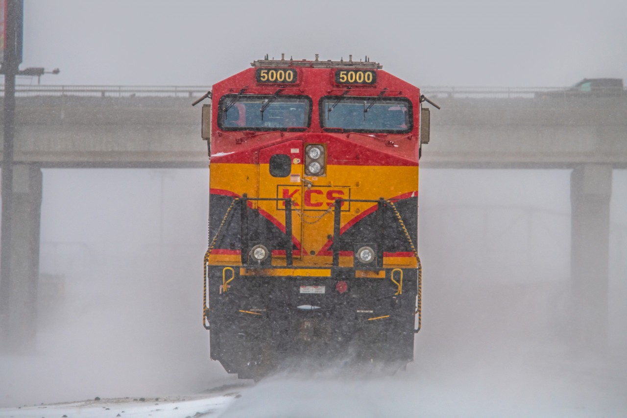 KCS 5000 waiting for the next assignment on a snowy winter day.