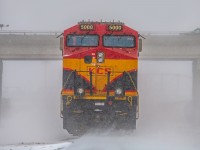 KCS 5000 waiting for the next assignment on a snowy winter day.