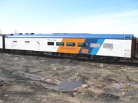<b> Can I get you a coffee or sandwich? </b> <br>
No meal service today in ONT 1407 Moose River as it sits in a deadline at the ONR yard in North Bay. <br>
ONT 1407 is ex-VIA 1368, exx-CN 1368, nee-CN 908 Luster Lake, a Class PC-79-A, 79' 2'' Buffet Parlor Car. <br>
The car was built new by Pullman Standard in July 1954.