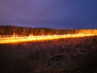 CN 3843 leads a northbound LPG train towards Fort St. John in the dark. Taken with a 30 sec exposure.