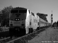 VIA 78 with P42DC 916 arrives at Glencoe station from Windsor and is en route to London and Toronto.