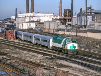GO 512 is passing Cabin D in Toronto on March 23, 1982.