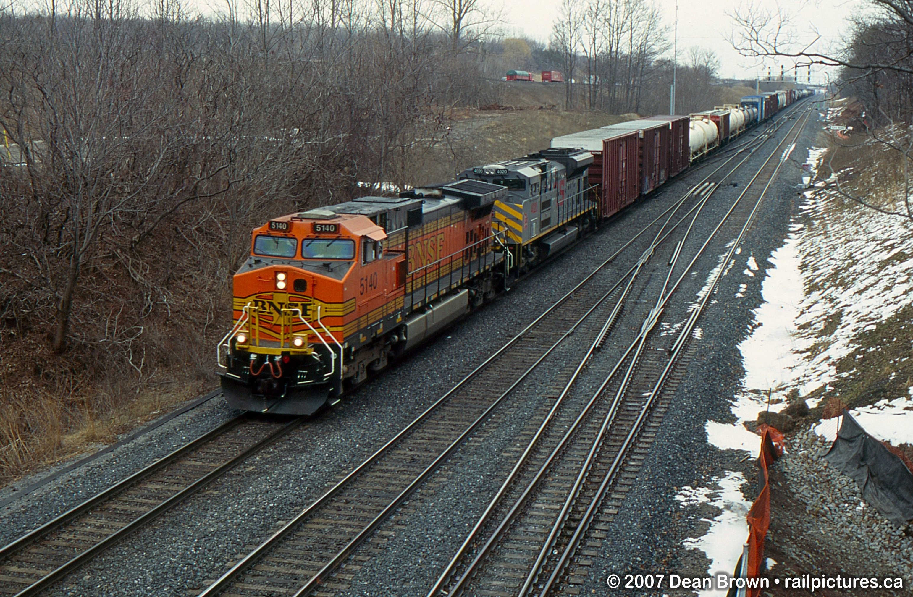 Railpictures.ca - Dean Brown Photo: CN 393 with BNSF C44-9W 5140 and ...